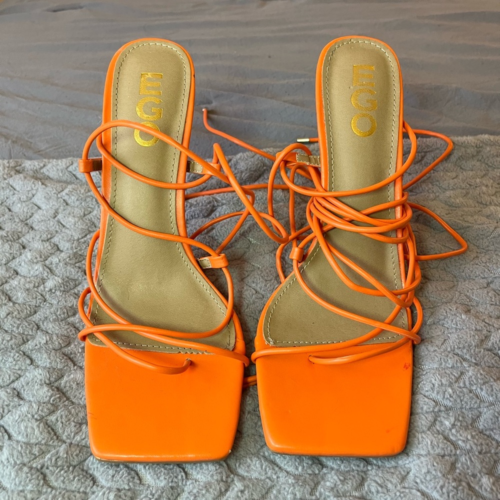 Ego Official Orange Strappy Heels
